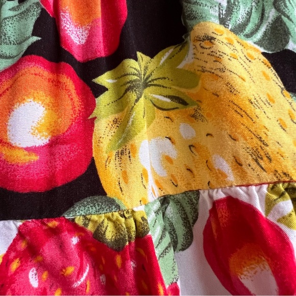 Vintage 90s Mod Retro Faith Strawberry Cherry Fruit Print Polka Dot Mini Skirt - Picture 6 of 11